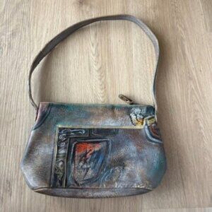 ** Jane Yoo Painted Leather Shoulder Bag Purse